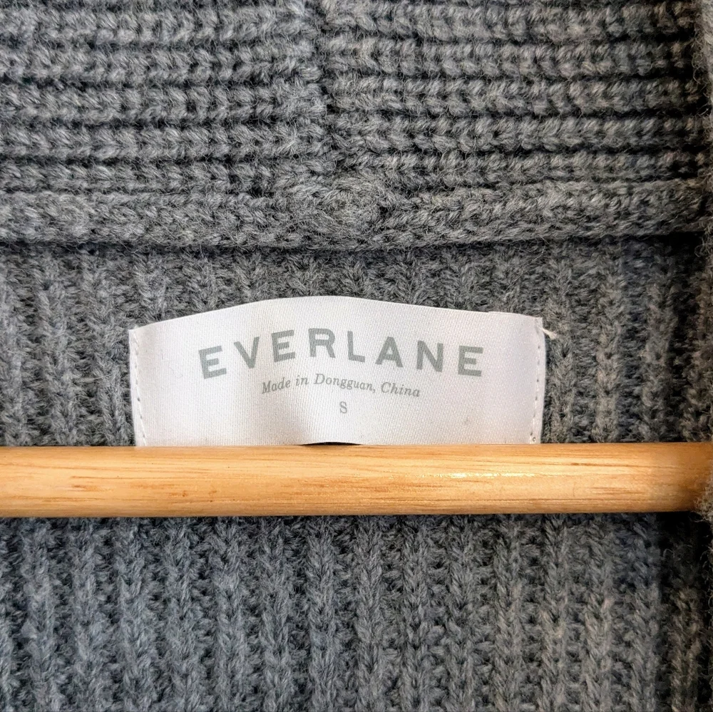 Everlane The Chunky Knit Wool Gray Cardigan Small Cabincore Preppy Academia - Picture 8 of 13
